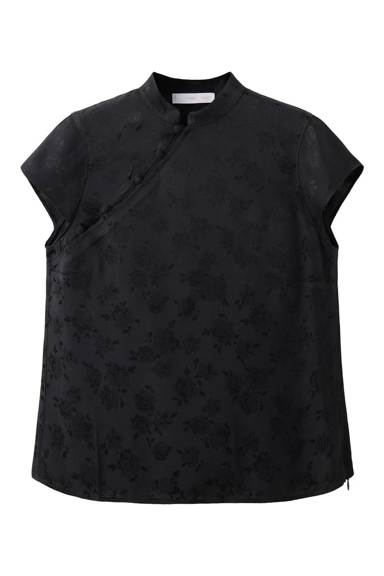 Tamary Jacquard Band Collar Top, Main, color, CHARCOAL