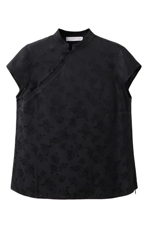 Tamary Jacquard Band Collar Top