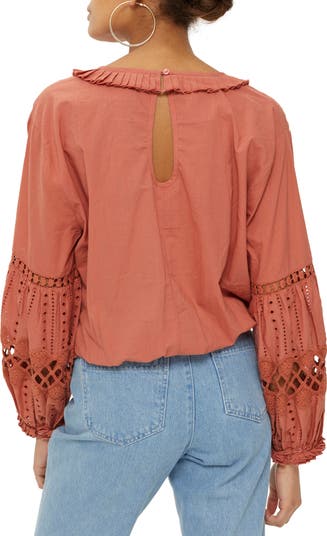 トップス CITYSHOP BALLOON BLOUSE Topshop Cutwork Balloon Sleeve Blouse | Nordstrom