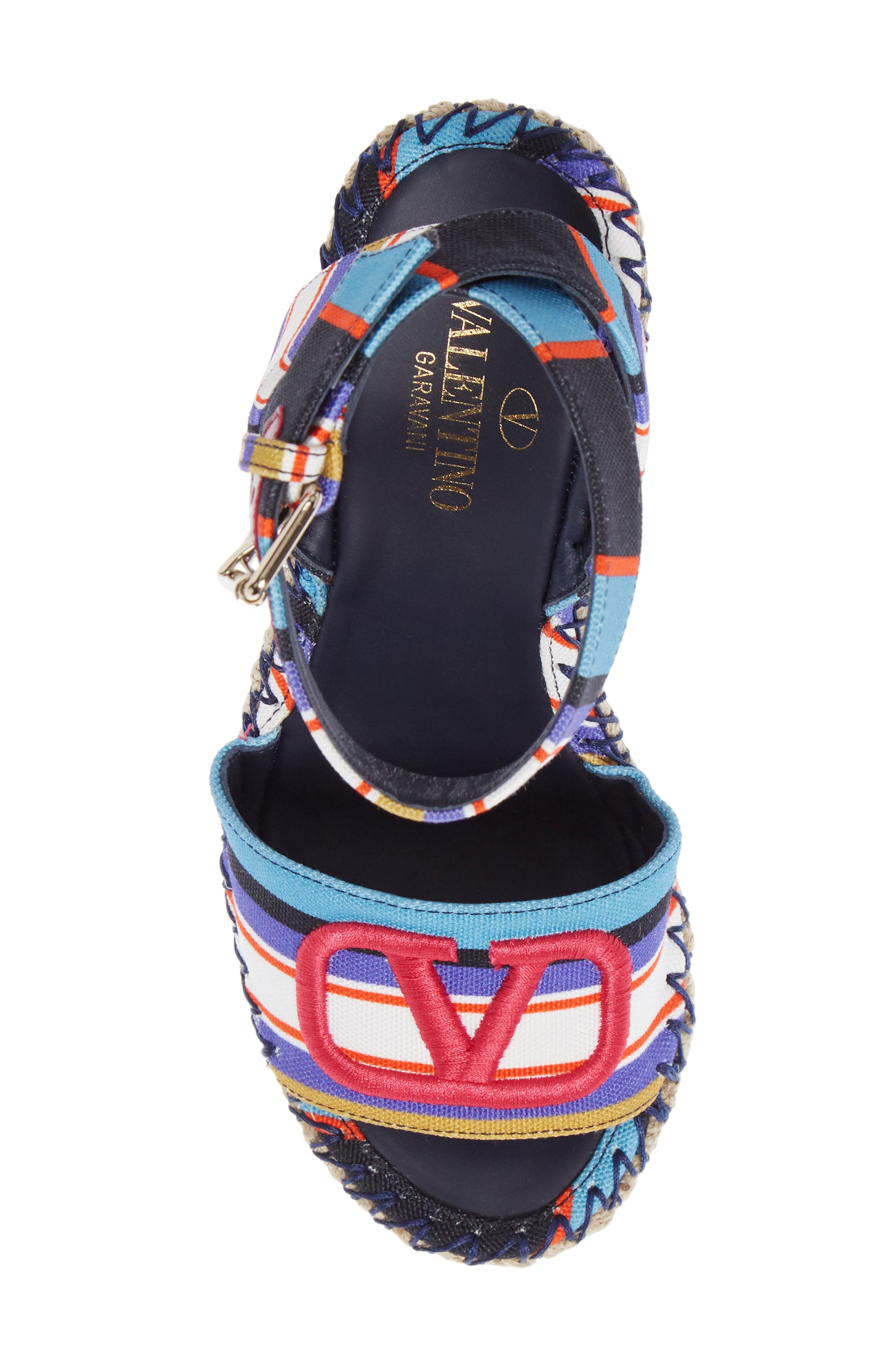 Valentino Garavani VLOGO Pop Baiadera Espadrille Platform Wedge Sandal, Alternate, color, 