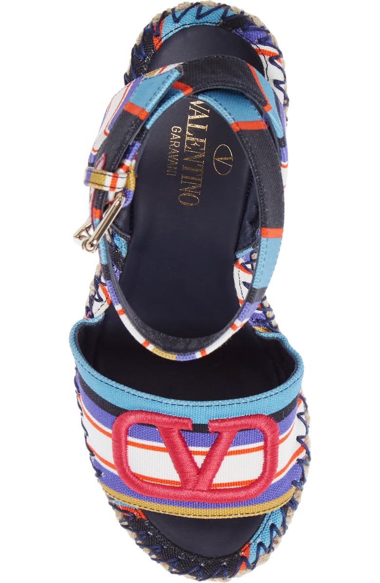 Valentino Garavani VLOGO Pop Baiadera Espadrille Platform Wedge Sandal, Alternate, color,