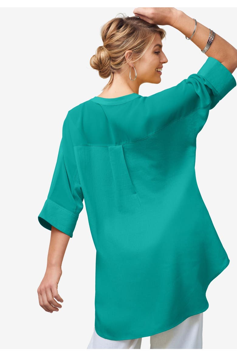Hi-Low Linen Tunic, Alternate, color, OATMEAL