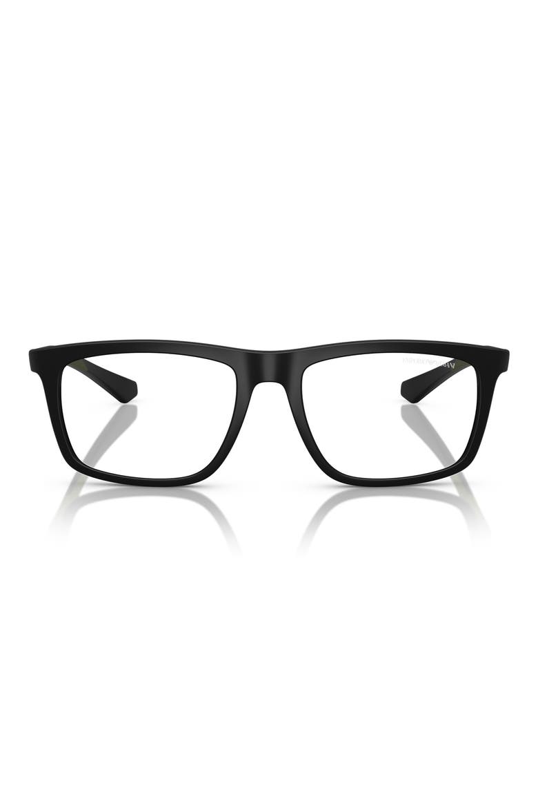 55mm Square Optical Glasses, Main, color, MATTE BLACK / CLEAR
