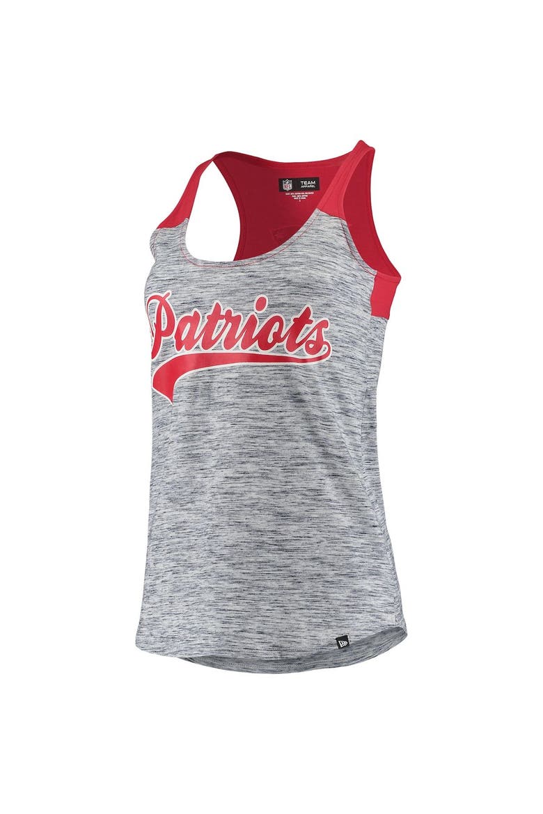 Women's New Era Red/Navy New England Patriots Space Dye Racerback Scoop Neck Tank Top, Alternate, color, Red