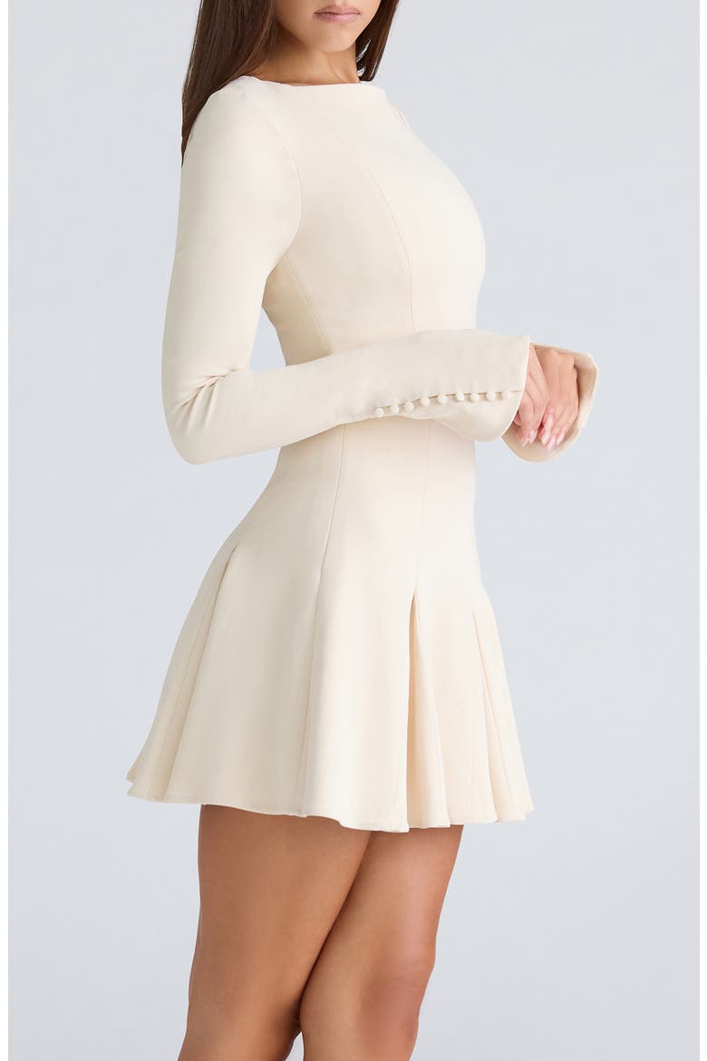 cream long sleeve dress short Princess Polly Women's Carlee Mock Neck Long Sleeve Rib Sweater Minidress - Natural