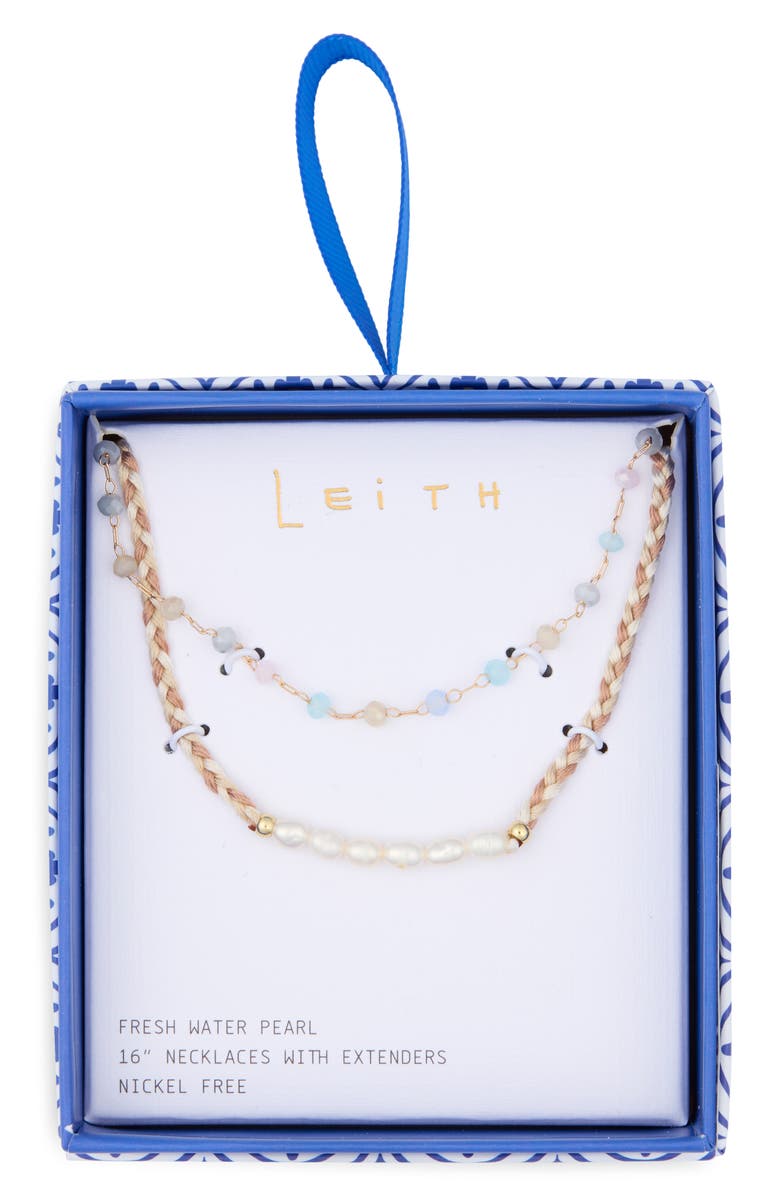 Leith Freshwater Pearl Beaded Layered Necklace, Main, color, Neutral Multi- Gold