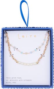 Leith Freshwater Pearl Beaded Layered Necklace