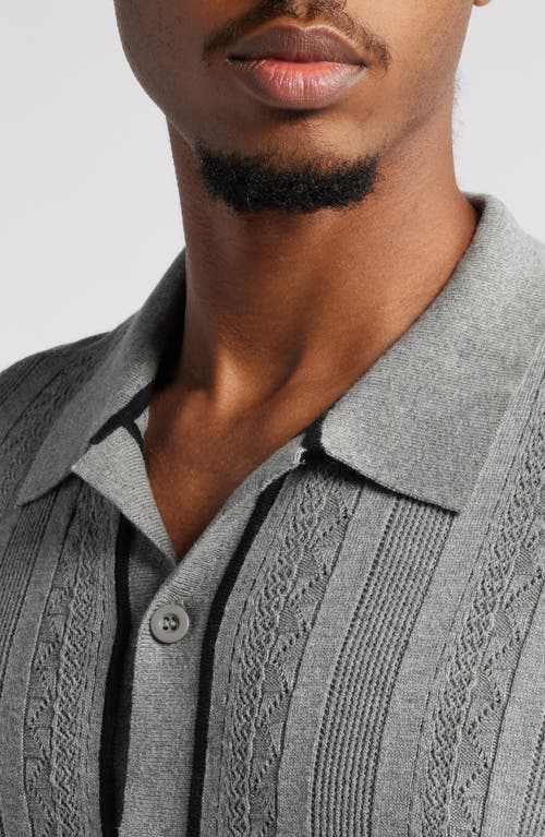 Native Youth Hemmings Jacquard Stripe Button-up Knit Top In Grey
