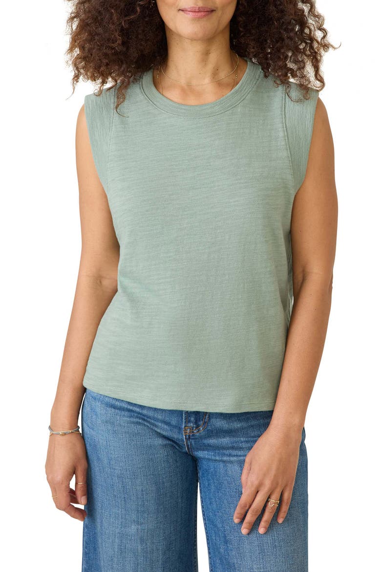 Sunwashed Slub Muscle Tank, Main, color, SAGE CREEK