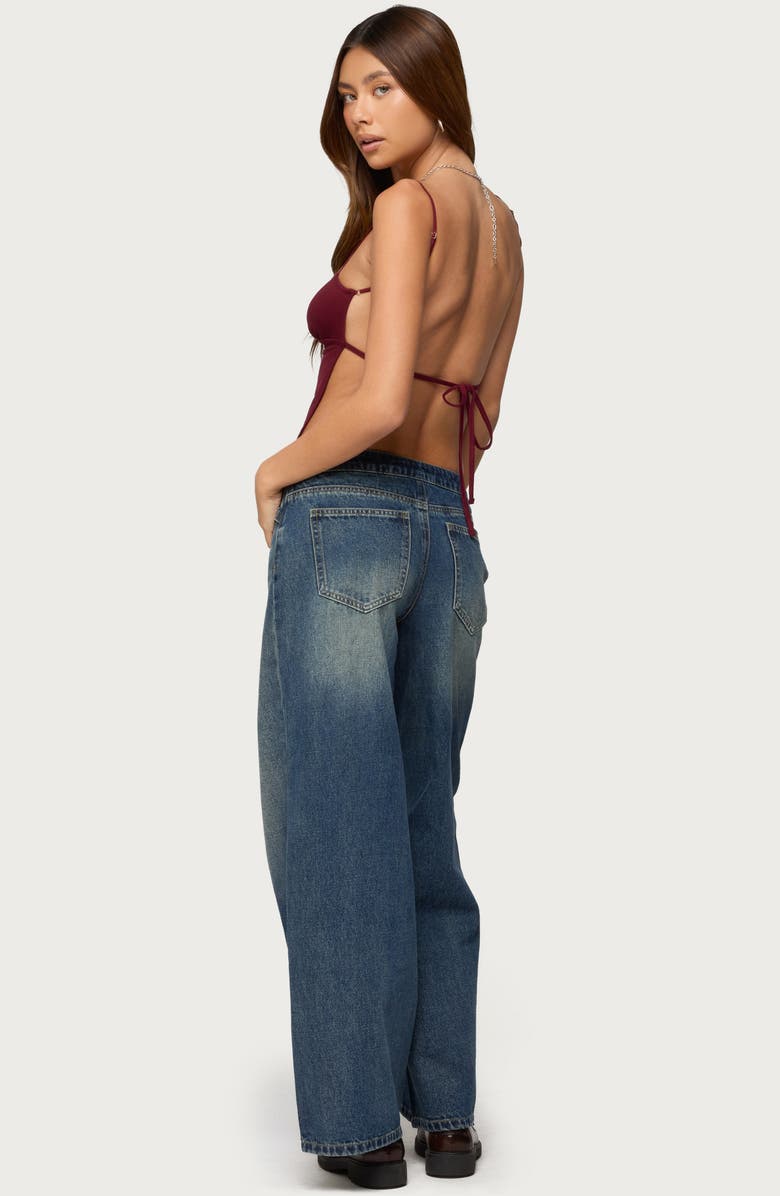 EDIKTED Niah Lace-Up Low Rise Baggy Jeans, Alternate, color,