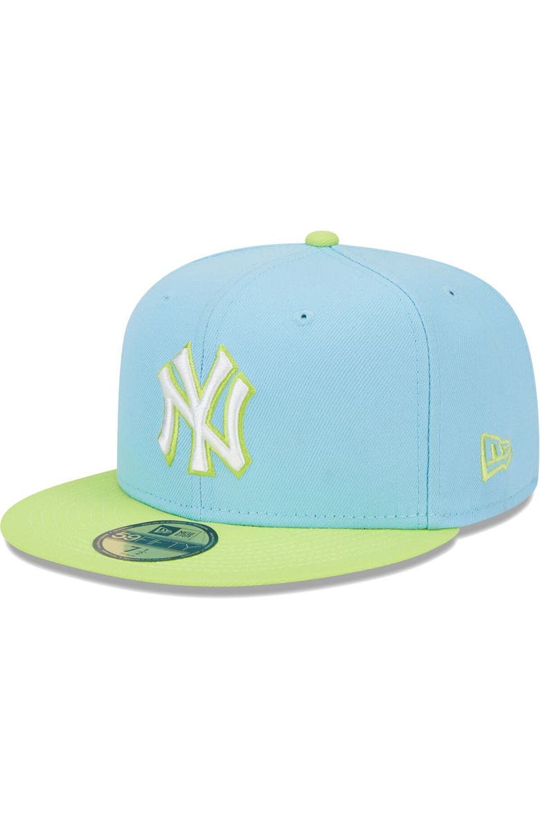 New Era Men's New Era Light Blue/Neon Green New York Yankees Spring Color Two-Tone 59FIFTY Fitted Hat, Alternate, color, 