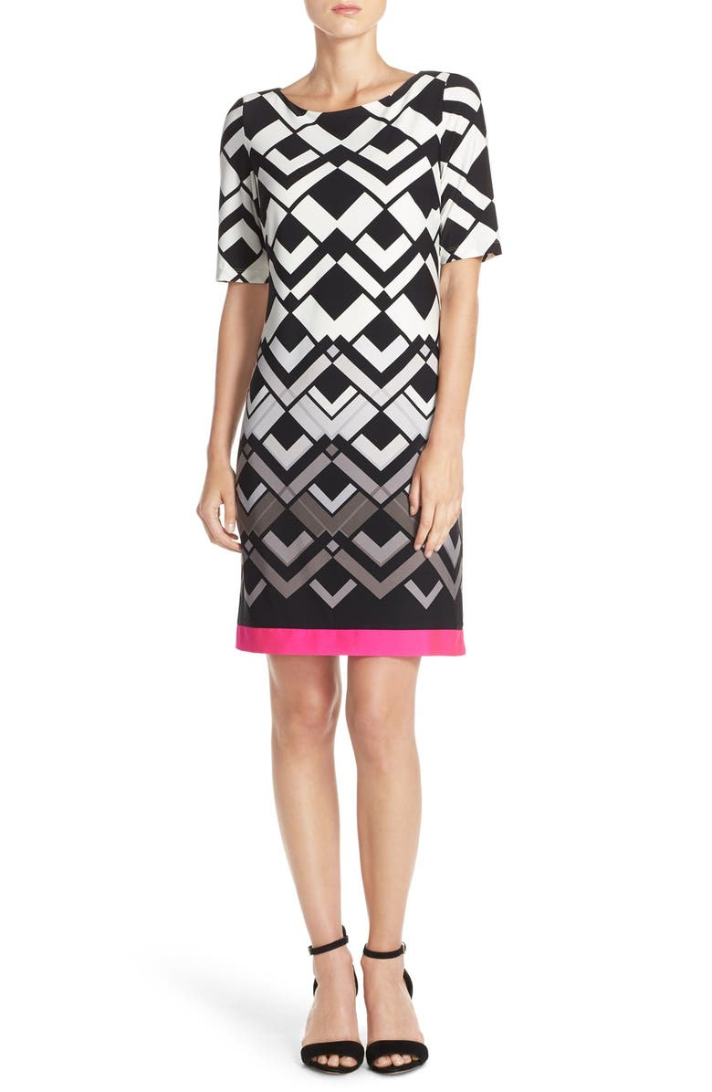 Eliza J Print Jersey Shift Dress, Main, color, 