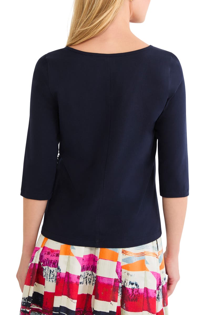 NIC+ZOE Ruffle Appliqué Knit Top, Alternate, color, Dark Indigo