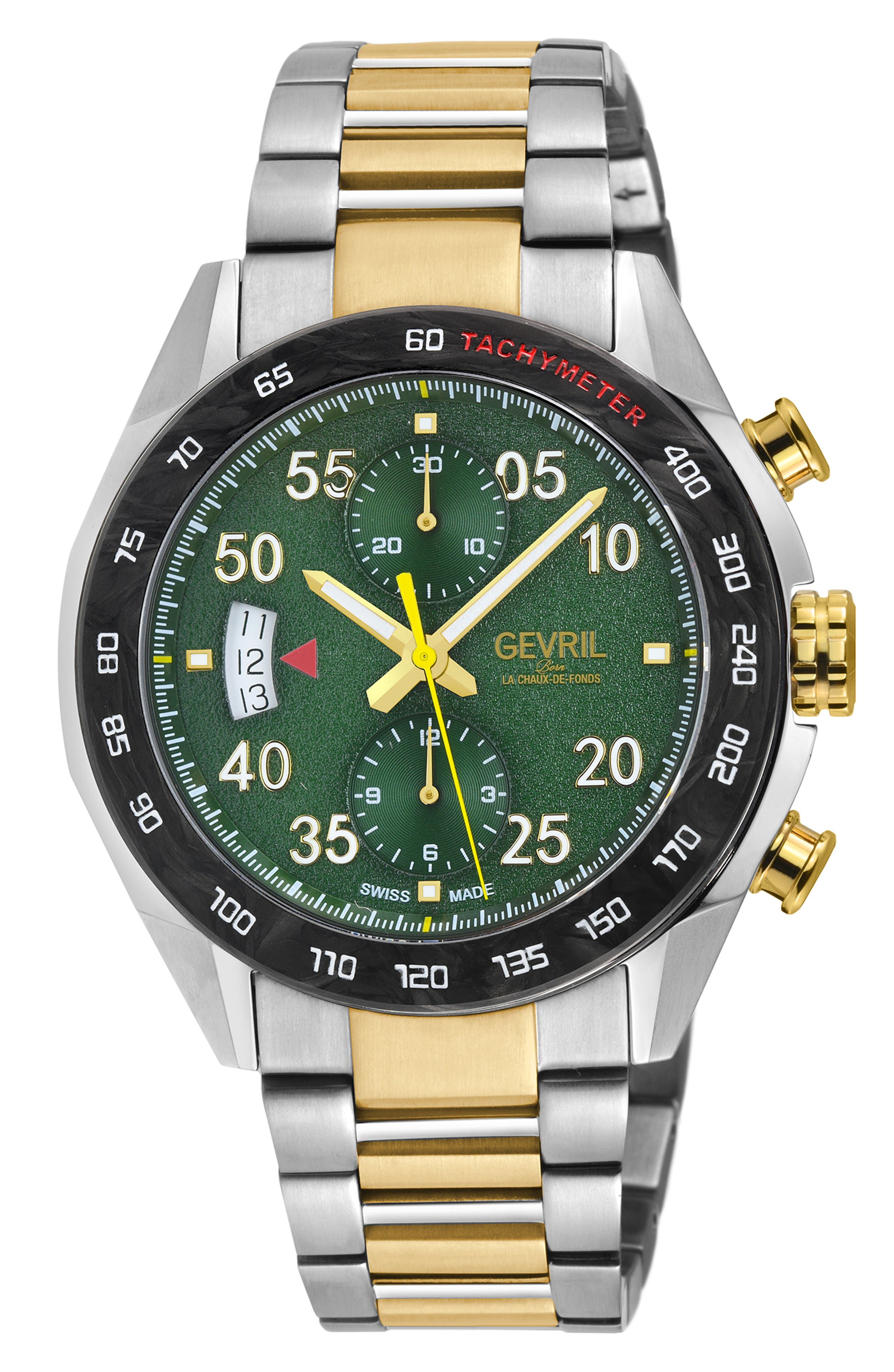 GEVRIL Ascari Chronograph Quartz Bracelet Watch, 42mm