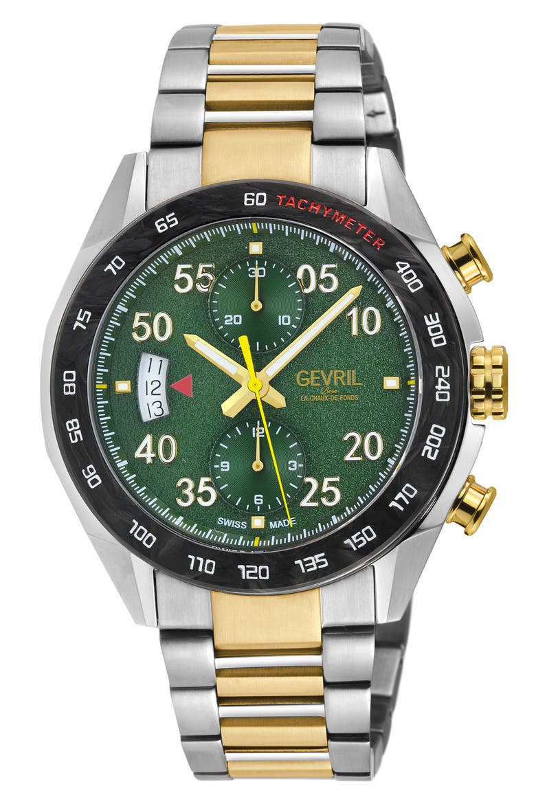 Ascari Chronograph Quartz Bracelet Watch, 42mm, Main, color, TWO TONE IPYG/ SS