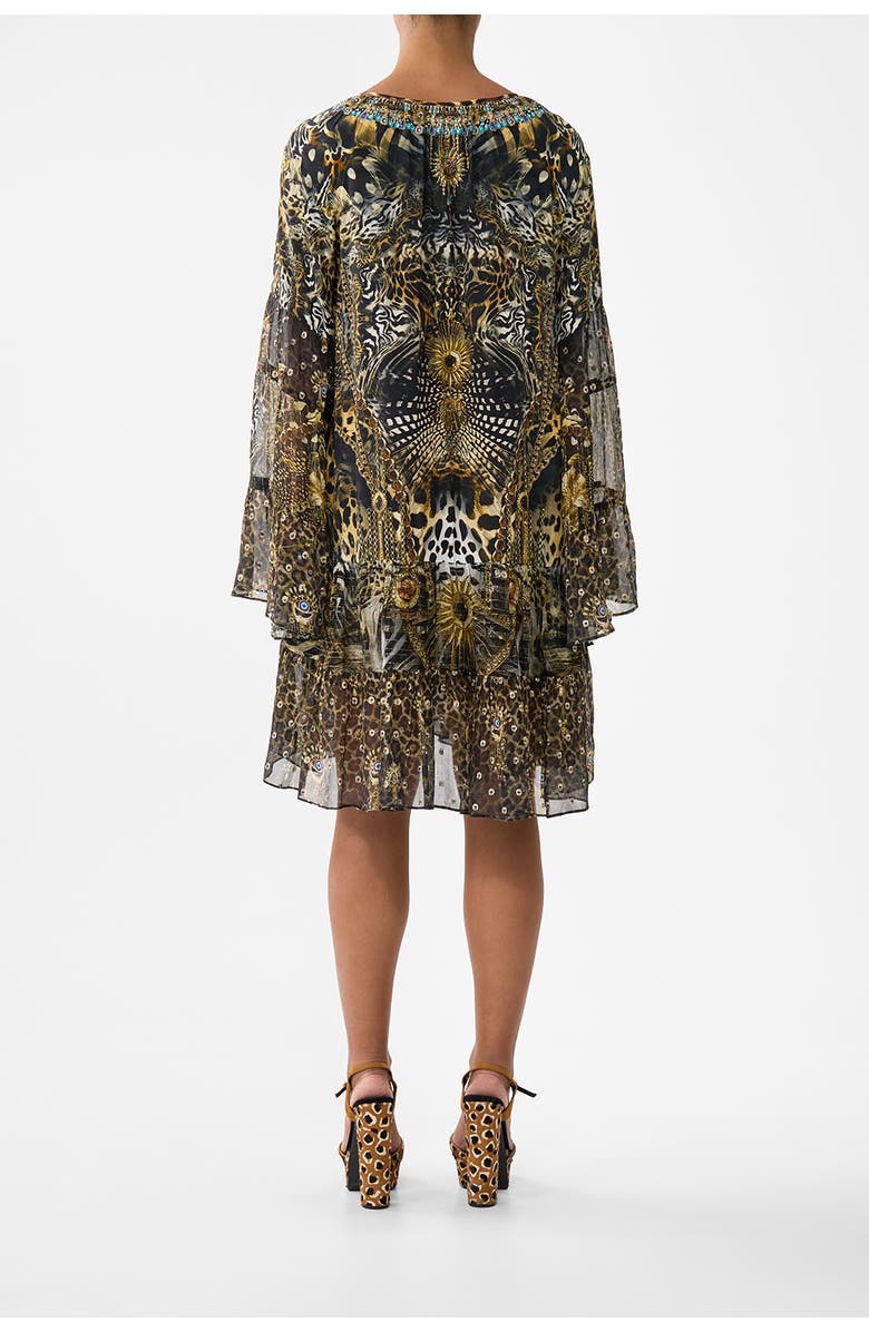 Camilla A-Line Gathered Panel Dress, Alternate, color, Feline Folklore