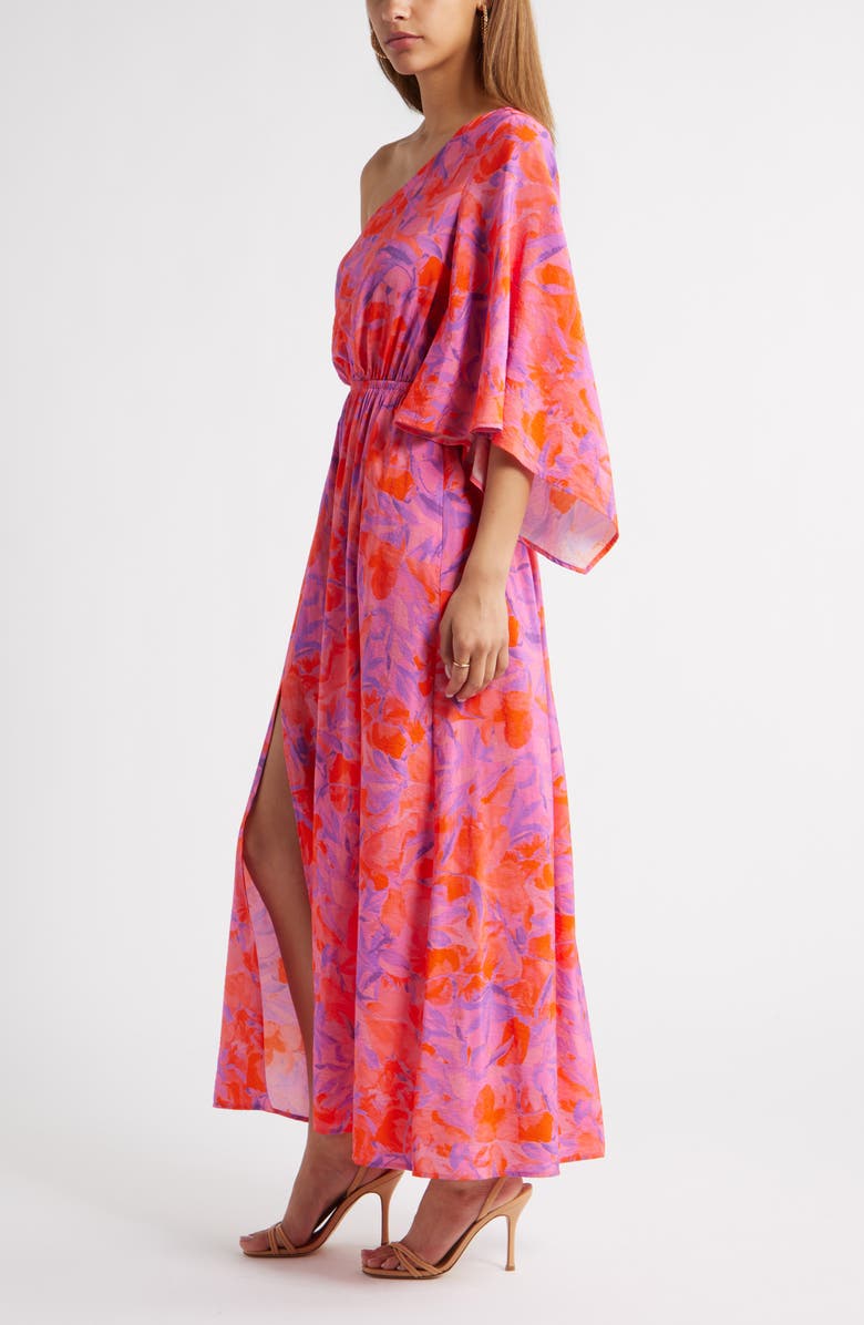 Chelsea28 Floral One-Shoulder Maxi Dress, Alternate, color, Pink Helen Floral