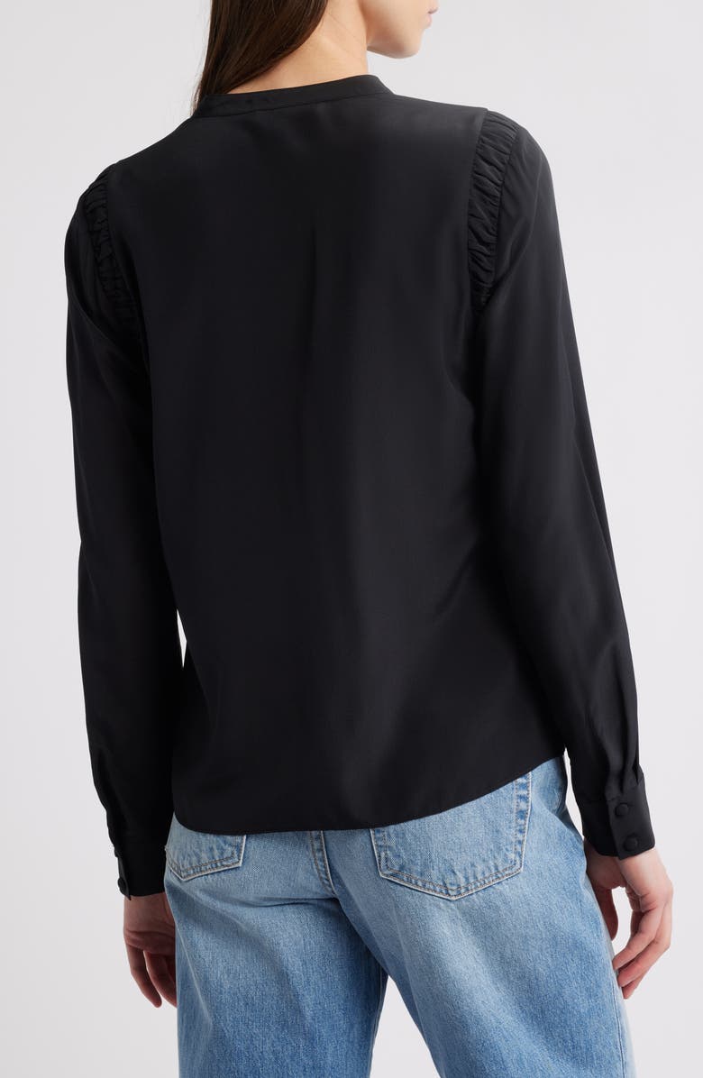 FRAME Band Collar Silk Button-Up Shirt, Alternate, color, 