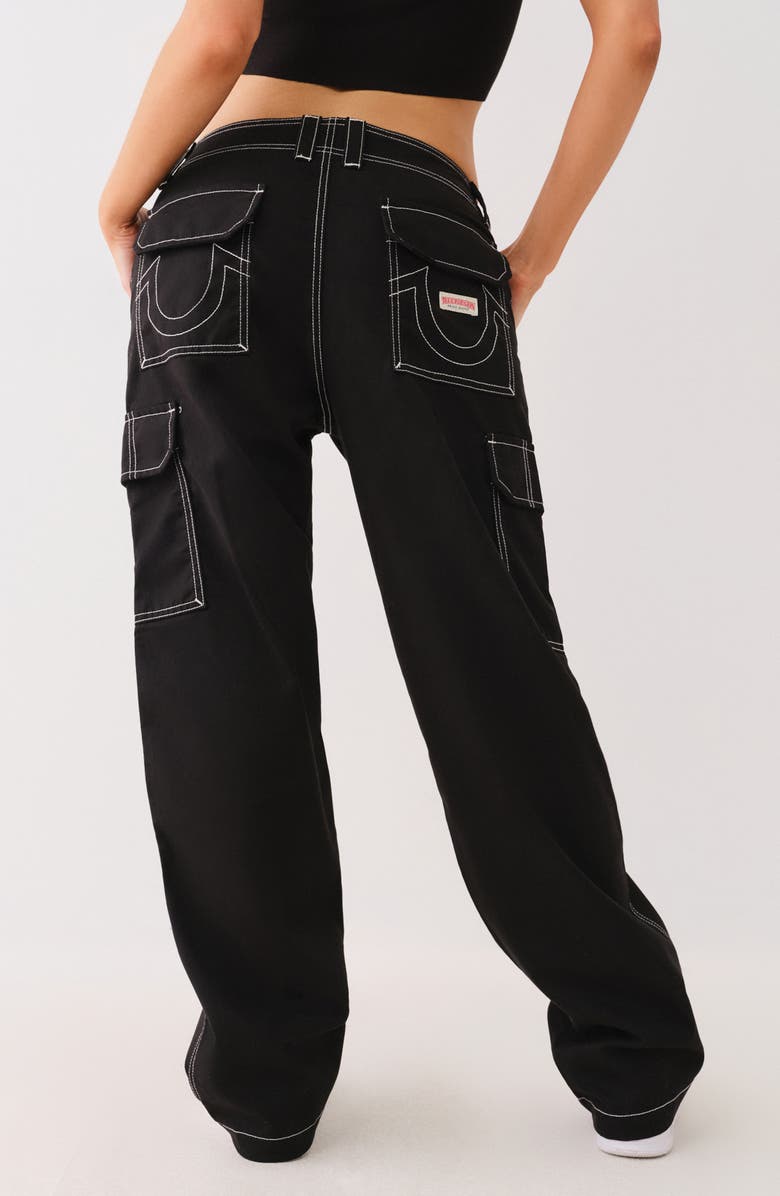 True Religion Military Cargo Pants, Alternate, color, Jet Black/ Moonlite Mauve