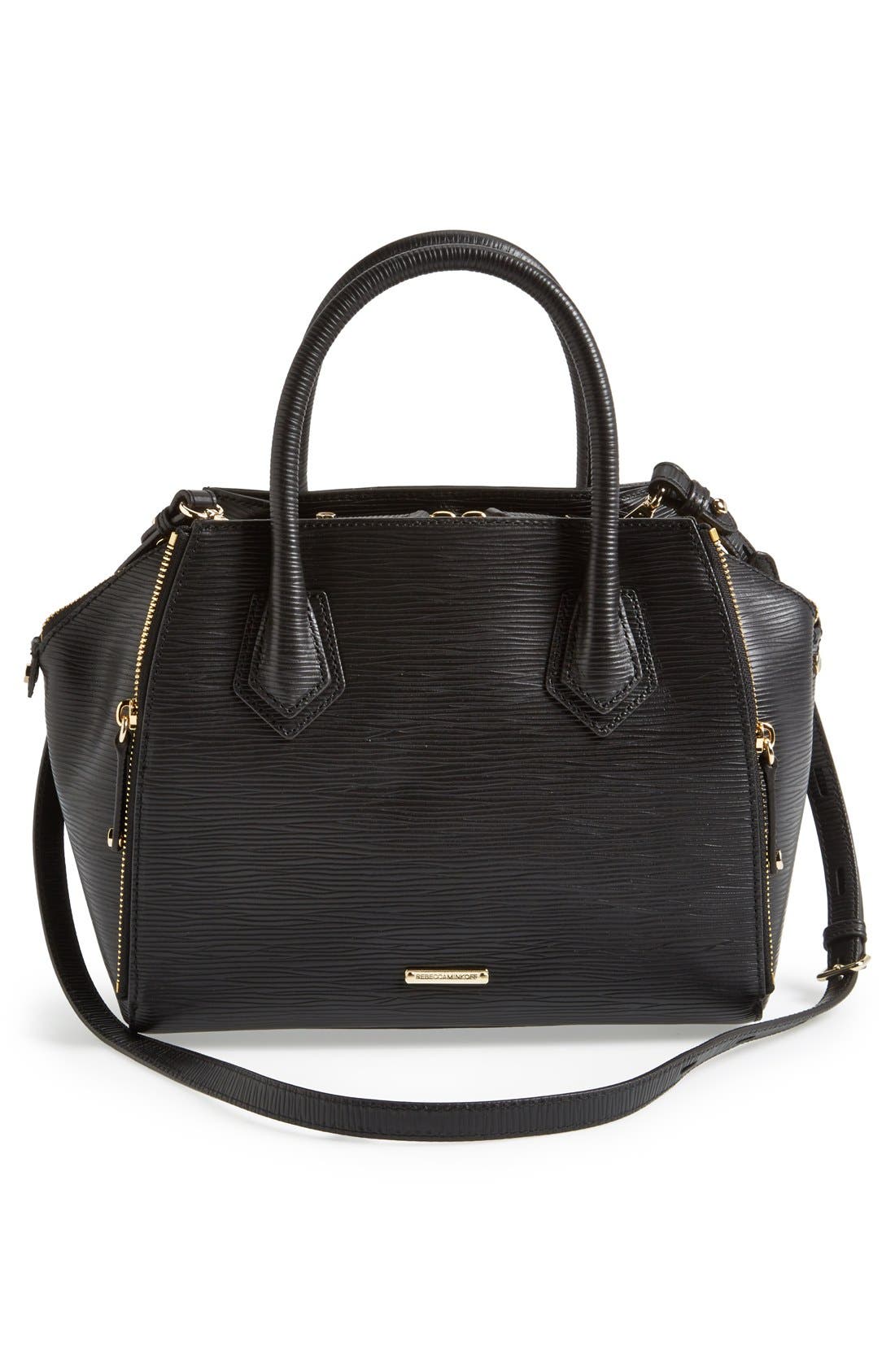 Rebecca Minkoff 'Mini Perry' Embossed Satchel, Alternate, color, 