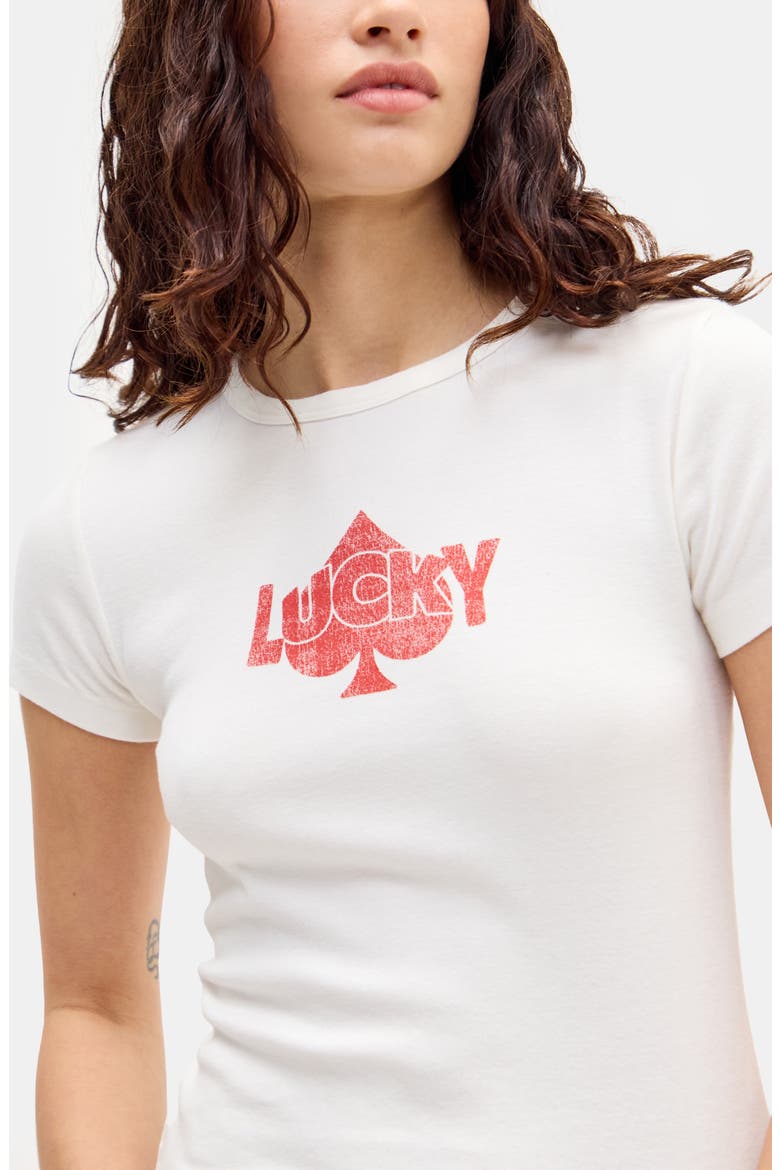 Lucky Spade Graphic Baby Tee, Alternate, color, WHITE
