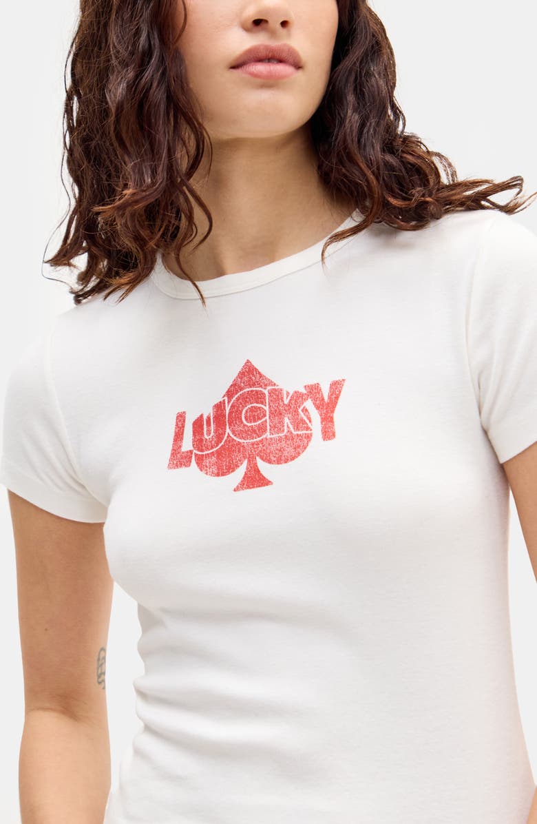 BDG Urban Outfitters Lucky Spade Graphic Baby Tee, Alternate, color, White