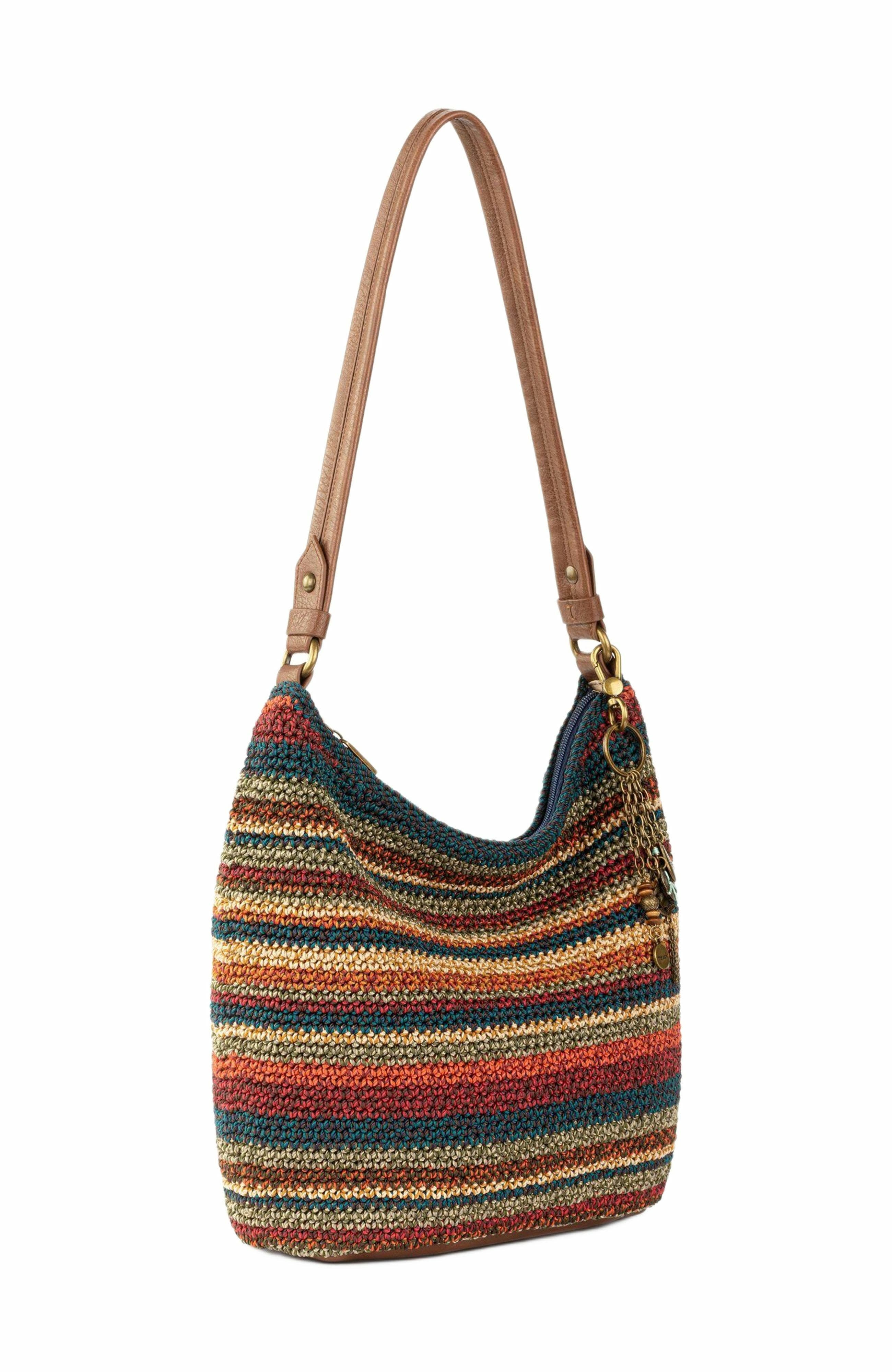 Sequoia Hobo Hand Crochet Bag, Alternate, color, Woodland Stripe