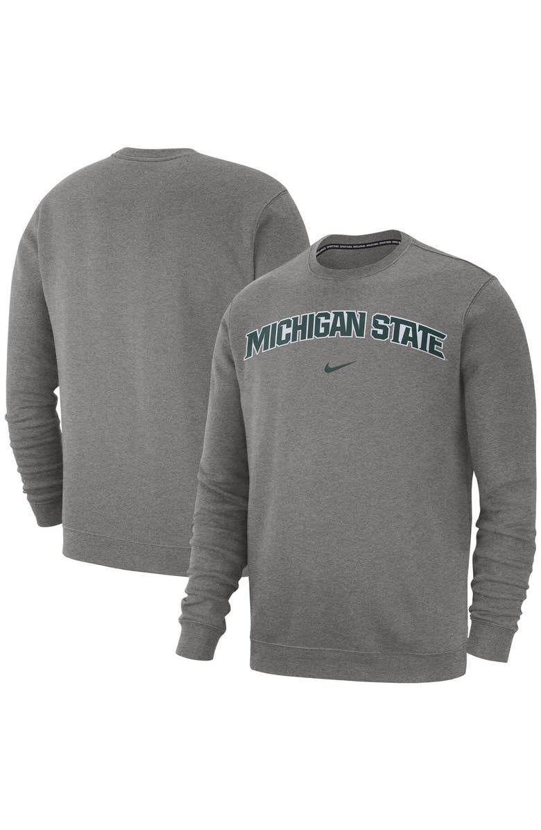 Nike Men's Nike Heather Gray Michigan State Spartans Club Fleece Sweatshirt, Main, color, Heather Gray