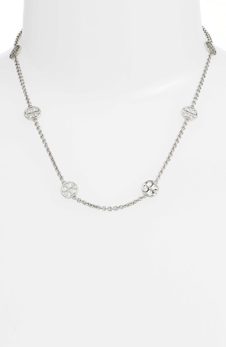 Tory Burch Logo Station Necklace, Alternate, color,