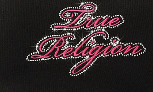 TRUE RELIGION TRUE RELIGION CRYSTAL LOGO RAW HEM CROP TANK