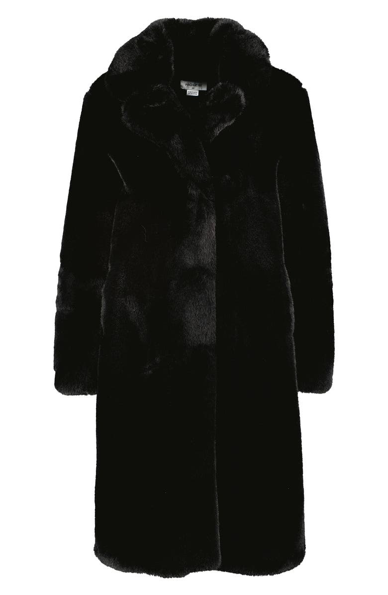 Noize Savannah Faux Fur Longline Coat, Alternate, color, Black