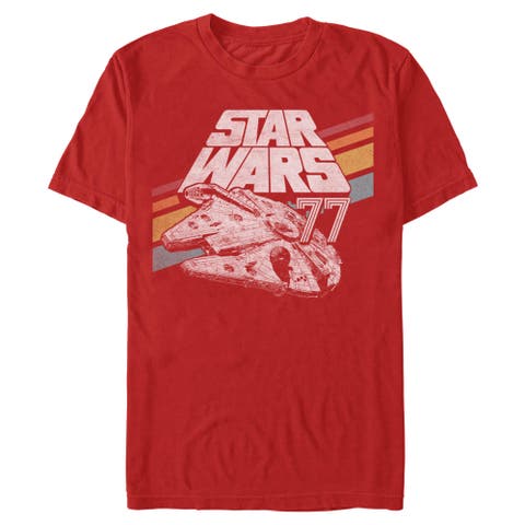 Men's Star Wars A New Hope Retro 77 Millennium Falcon Stripes  Graphic T-Shirt