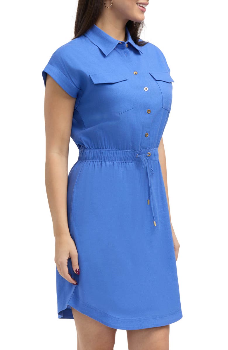 Ellen Tracy Drop Shoulder Shirtdress, Alternate, color, Azure