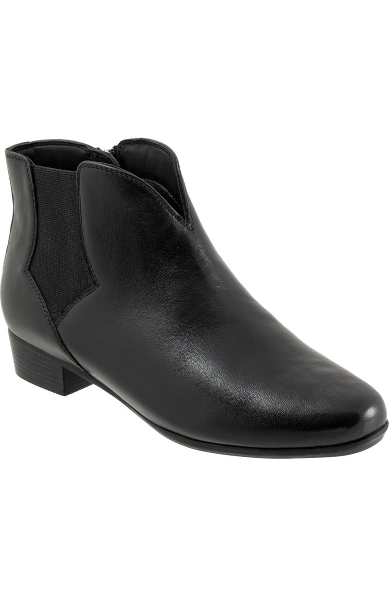 Trotters Monroe Side Zip Ankle Bootie, Main, color, Black