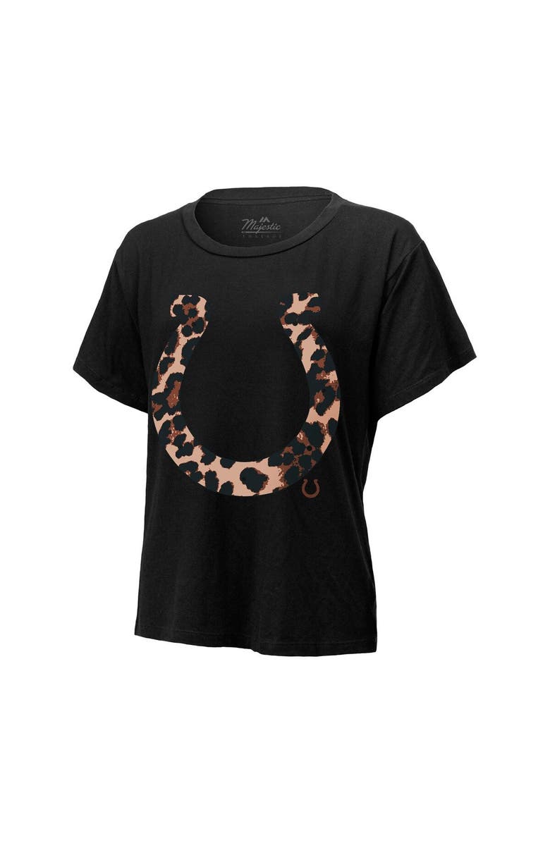 Majestic Threads Women's Majestic Threads Jonathan Taylor Black Indianapolis Colts Leopard Player Name & Number T-Shirt, Alternate, color, Black