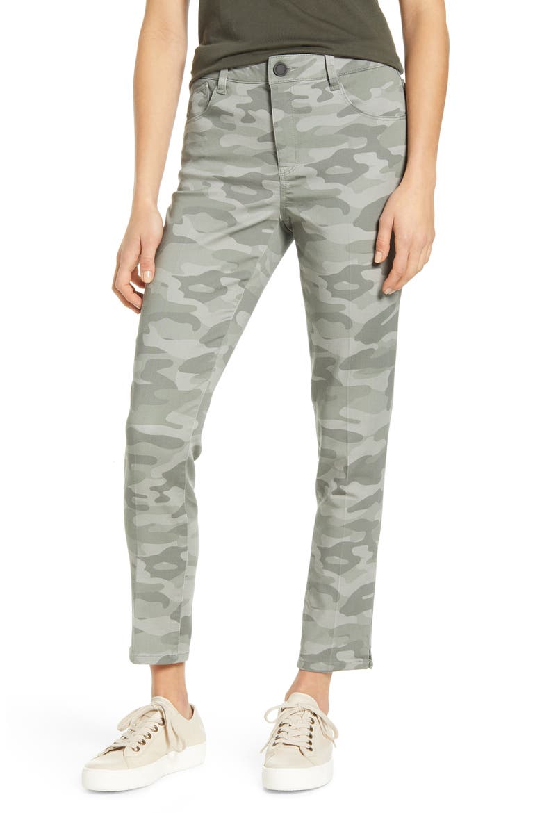 'Ab'Solution High Waist Camo Ankle Pants, Main, color, STORMY SAGE