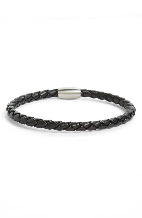 Woven Leather Bracelet with magnetic closure