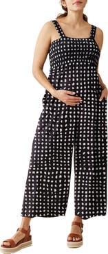 Ingrid & Isabel Smocked Bodice Wide Leg Maternity Jumpsuit