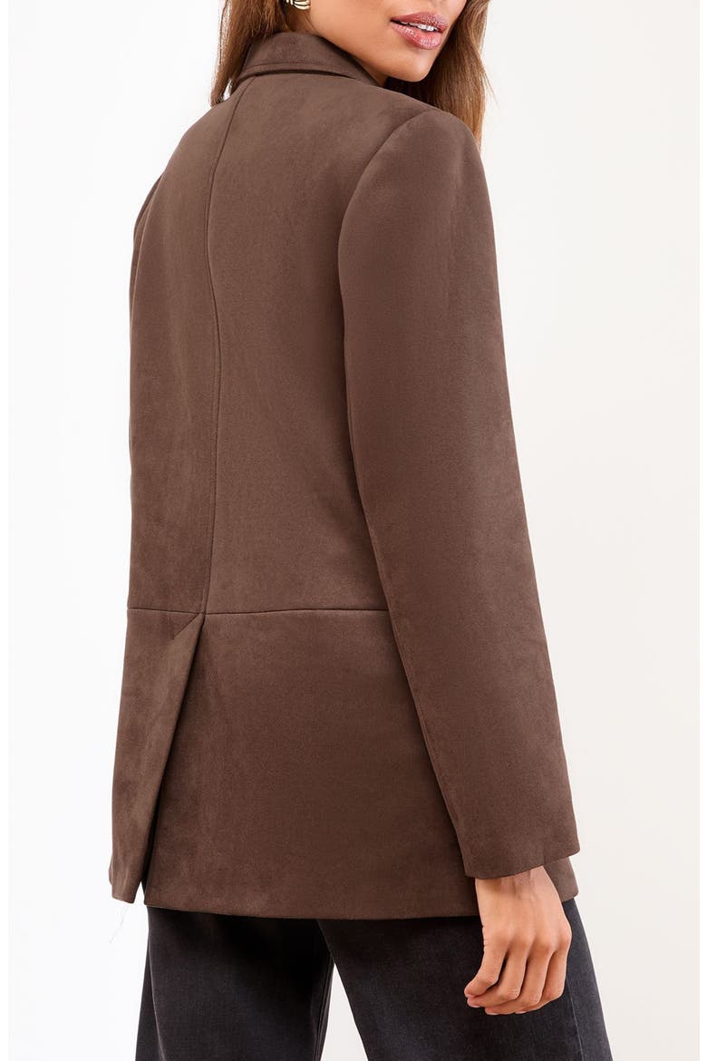 Faux Suede Blazer, Alternate, color, BROWN