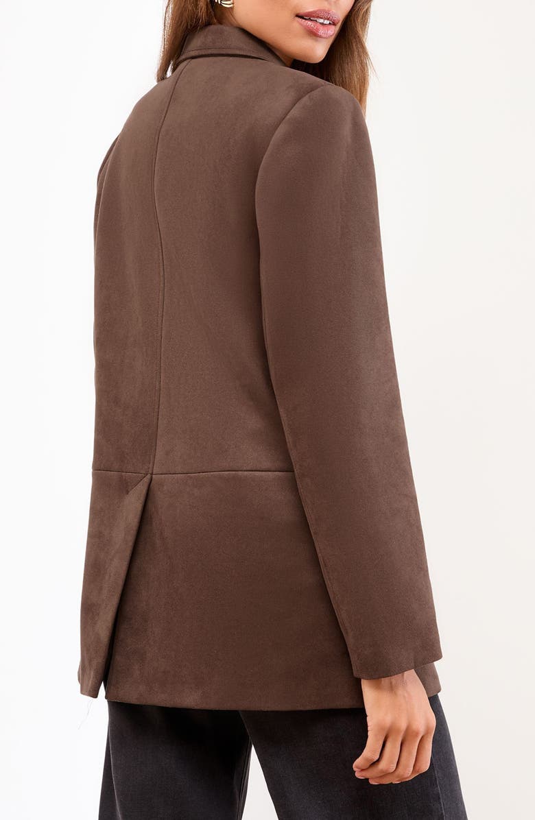 Lipsy Faux Suede Blazer, Alternate, color, Brown