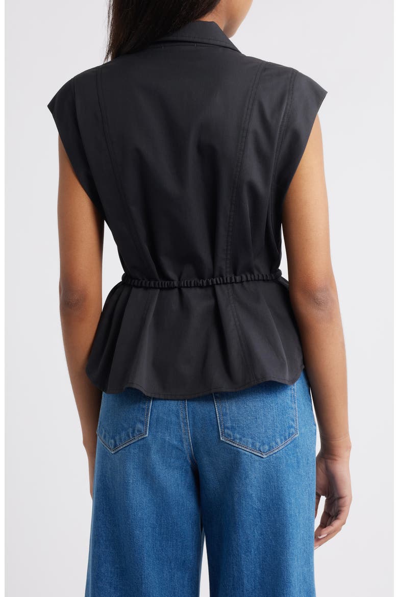 Cap Sleeve Peplum Top, Alternate, color, BLACK