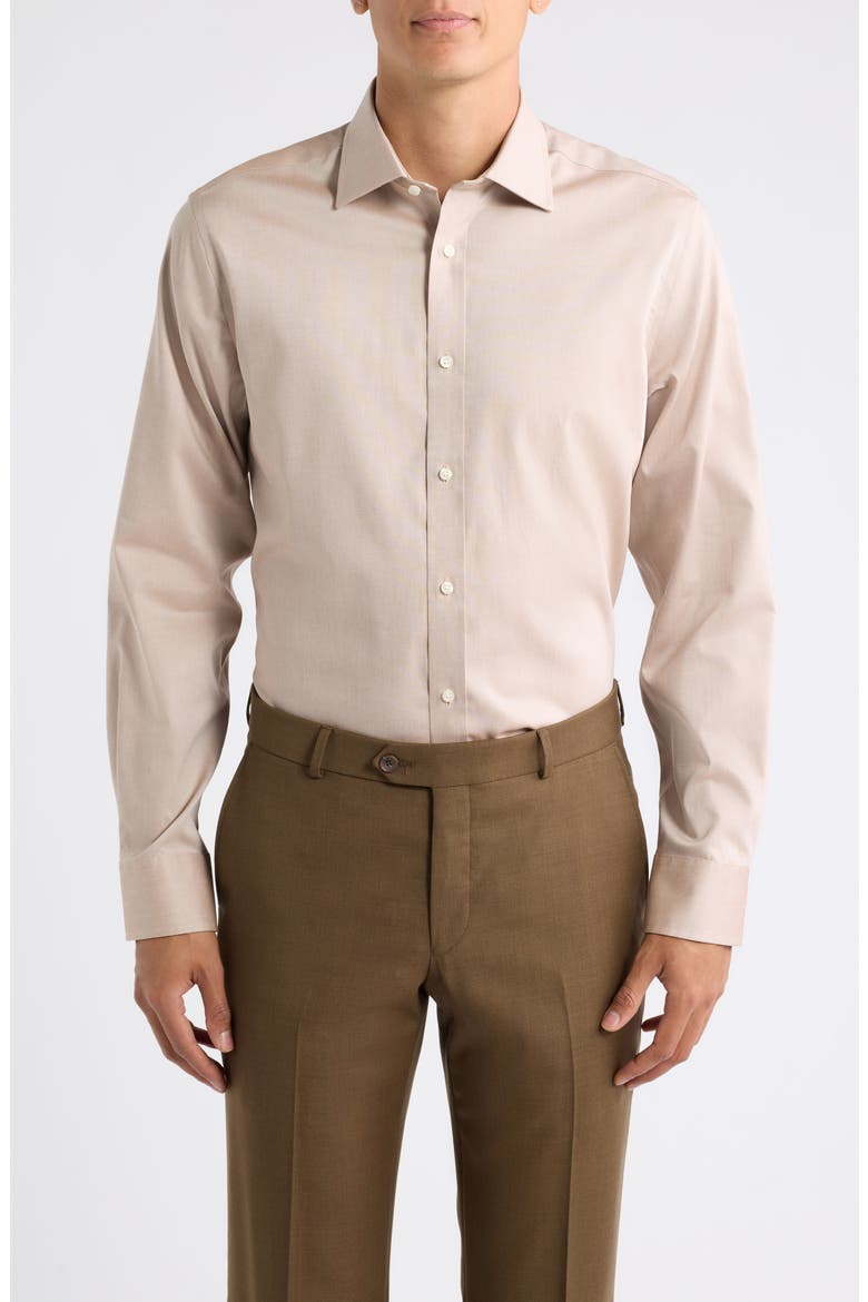 Modern Fit Spread Collar Solid Dress Shirt, Main, color, CHESTNUT