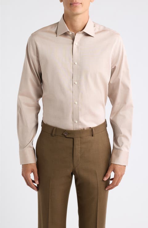Modern Fit Spread Collar Solid Dress Shirt