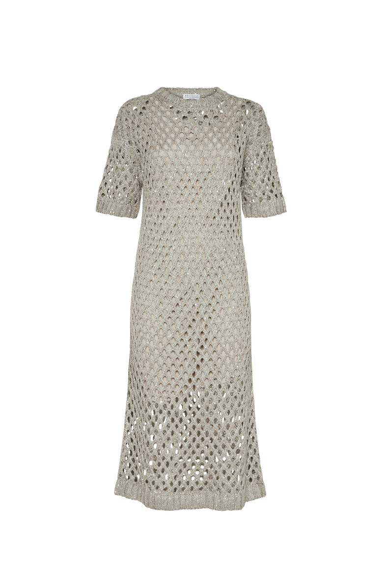 Brunello Cucinelli Dazzling net dress, Main, color, Cool Beige
