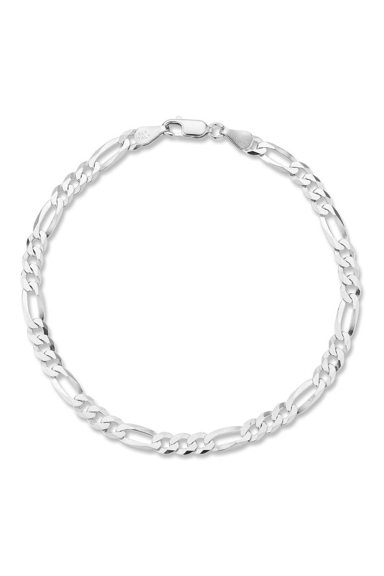 Men's Sterling Silver Figaro Bracelet, Main, color, SILVER
