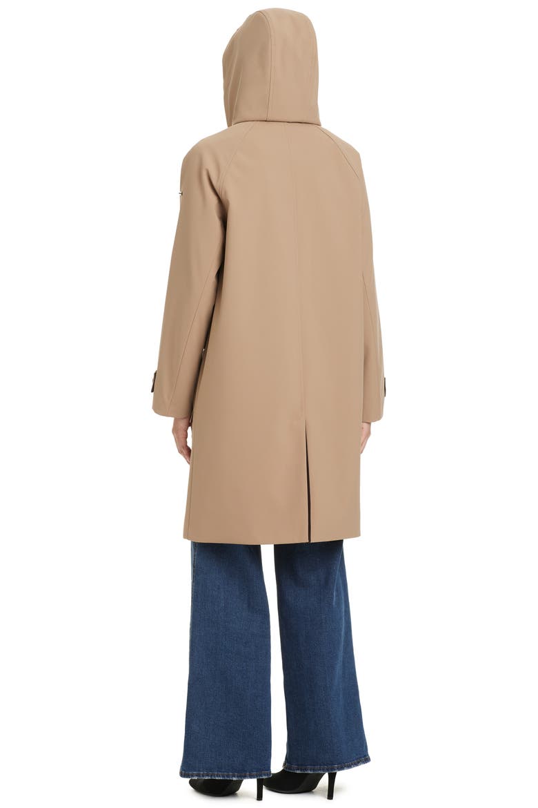 Contrast Collar Longline Raincoat, Alternate, color, KHAKI
