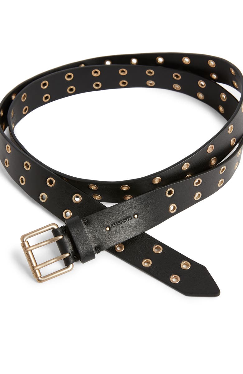 AllSaints Eyelet Leather Belt, Alternate, color,