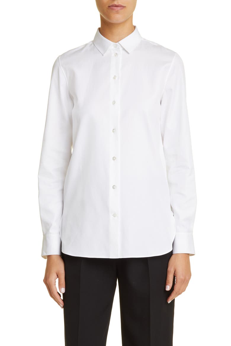Teti Cotton Button-Up Shirt, Main, color, WHITE