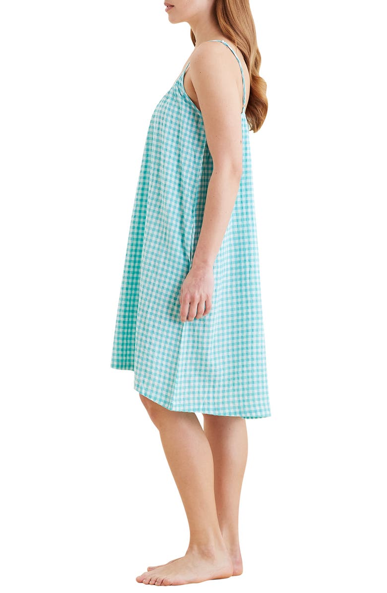 Papinelle Gingham Seersucker Nightgown, Alternate, color, Blue Turquoise