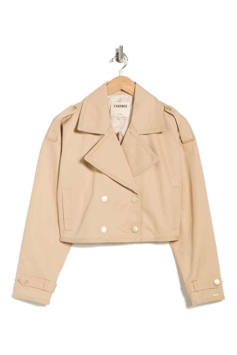 Kento Crop Cotton Trench Coat, Alternate, color, DOESKIN/ IKEBANA